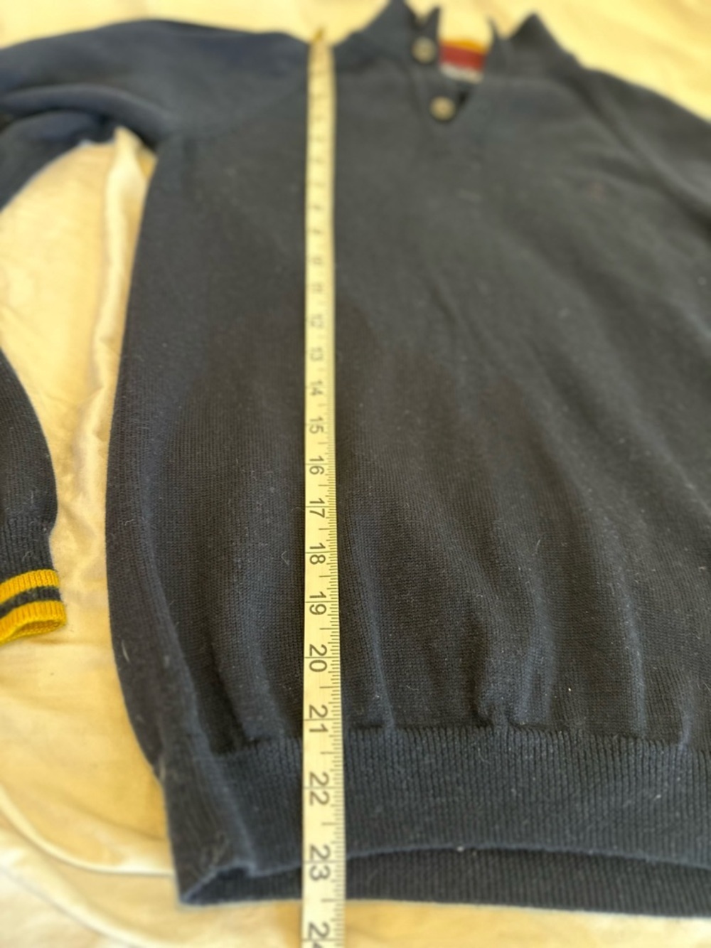 Brooks Brothers Navy V-Neck Sweater with Yellow Trim - Picture 4 of 10
